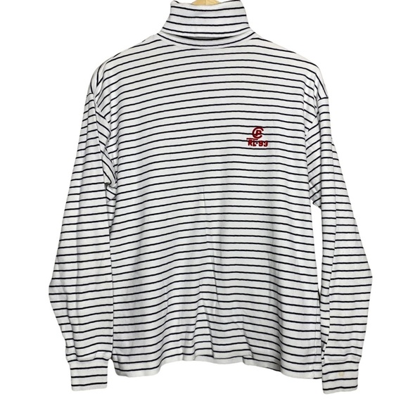 Ralph Lauren Blue Label Tops - Ralph Lauren Rare 90s Vintage CP RL-93 Nautical Striped Cotton Turtleneck